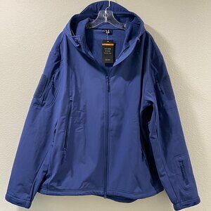 NWT, MEN'S TACVASEN Hooded Weather Resistant Multi Pocket Jacket, Royal - XL